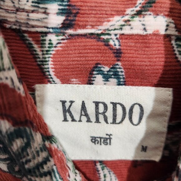 Kardo Red Rust Floral Button-Up Shirt M Cotton Cottagecore Western - Picture 2 of 11